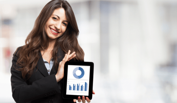 woman looking at reports