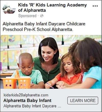 childcare ads on Facebook